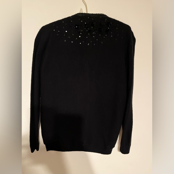 VIVIEN FOREST BLACK BEAD & SEQUIN CARDIGAN EMBELLISHED LINED SZ MEDIUM SO SOFT!! - Picture 4 of 8